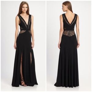 BCBGMaxAzria Sophee Lace Trimmed Cocktail Maxi